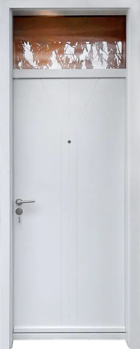 Двуцветна блиндирана врата с надстройка 96